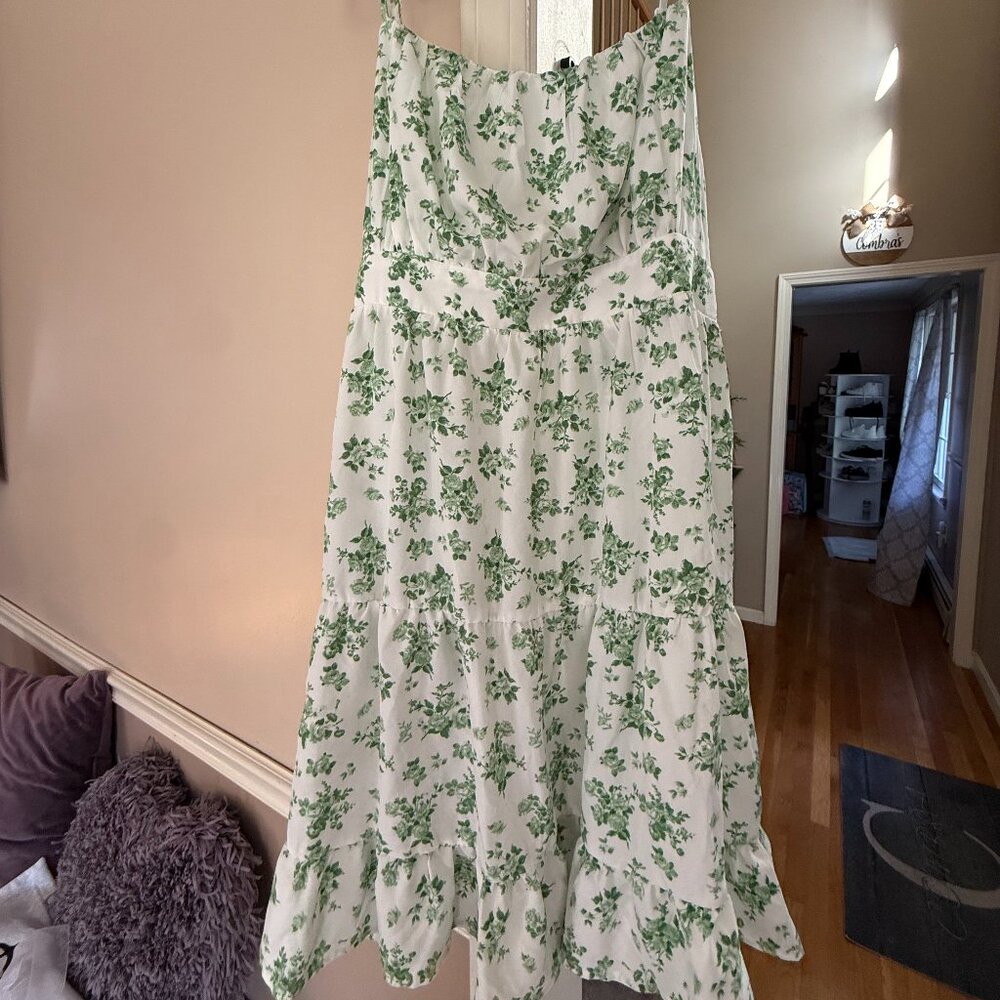 Green and White Floral Dress Plus Size 2XL NEW WITH TAGS